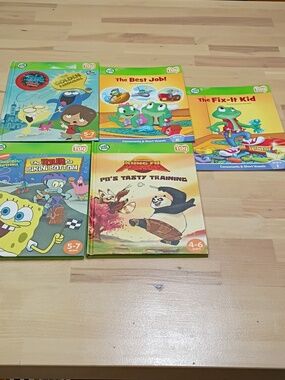 Bundle Of Leapfrog Tag Kids Books Sponge Bob, Fosters, Kung Fu Panda, 2 Vowels